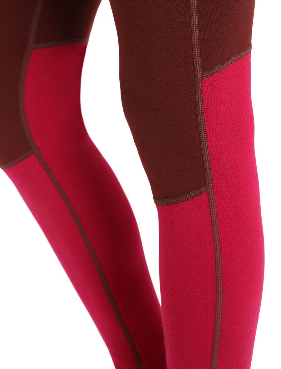 Women's Icebreaker Merino 260 ZoneKnit™ Leggings Base Layers Espresso / Cherry | CA 1056MQZA